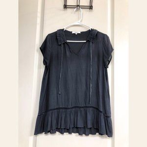 RO&DE Navy Ruffle Peplum Top - bought at Nordstrom